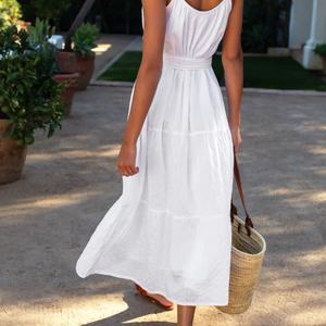 Vestido de Lino Elegante para Mujer, Sin Mangas, Midi, Estilo Corsé, Tejido Personalizado, Vestido Casual de Verano a la Moda - Venta al Por Mayor 2025 - Product Image 3