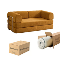 Sofá de Compresión al Vacío Estilo Japonés, Dos Plazas, para Sala de Estar, Apartamento Pequeño, Diseño Recto, Sin Estructura, Funda de Franela, Esponja de Alta Densidad