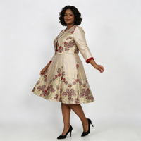 Ensemble de robe de cérémonie en tissu brocart avec motif unique, grande taille, au design magnifique