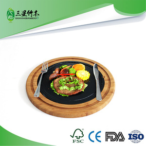 Venta directa de fábrica de bandejas de bambú para pizza con placas de queso y carne de res incorporadas, bandejas redondas. - Product Image 5