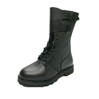 Bottes hautes en cuir noir gaufré avec semelle extérieure en caoutchouc Goodyear