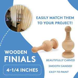 Embouts décoratifs en bois naturel non fini pour mât de drapeau, robustes, pour poteau de lit, tringle à <span class=keywords><strong>rideau</strong></span>, artisanat DIY pour usage intérieur, maison - Product Image 3