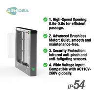ZEN2625 Portillon pivotant en acier inoxydable 304, moteur sans balais DC24V, IP54, accès biométrique par carte, 6 millions de cycles, anti-collision