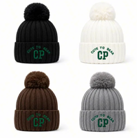 Bonnet en acrylique tricoté avec logo personnalisé, chaud et épais pour l'hiver, protection des oreilles pour adultes, mignon chapeau pour enfants, broderie