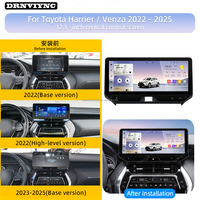 Autoradio Android 14 12,3 pouces avec puce UIS7865 8 cœurs, 4+64 Go, Carplay sans fil, DSP, GPS panoramique 360° pour Toyota Harrier Venza 2022