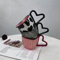 300Ml 10Oz Tasse à café Personnalité créative Conception unique Tasse en céramique avec poignée en forme de coeur Beau cadeau pour Besties