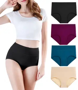 Cintura alta das mulheres personalizadas algodão orgânico bambu Viscose Underwear Senhoras Soft Full Briefs Calcinha Imprimir o logotipo