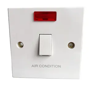 Venta caliente interruptor de aire acondicionado con enchufe de salida de neón de tres pines con enchufe indicador interruptor de pared de cambio eléctrico