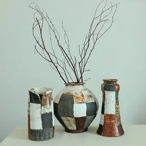 Desain Nordic Vintage vas keramik antik buatan tangan dekoratif porselen untuk dekorasi rumah Denmark Matt Glaze