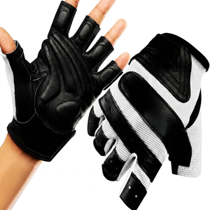 Fingerless Sport, Gym, Cycle Gloves Black Olive Green Leather Unisex Fitness Workout Sports Gloves All Seasons - Product Image 4