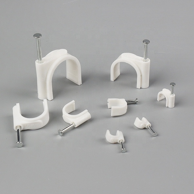 YDSL U Circle Cable Clamp 8mm Wire Round Type Cable Clip with Nail Plastic Product
