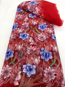 NI.AI Hermosas flores bordadas Perlas Malla Encaje Encantador vestido Tela Lentejuelas y cuentas Encaje para boda - Product Image 5