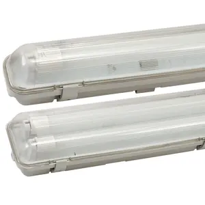 Fixation LED T8 imperméable, conforme à la norme IP65 IK08, avec ballast, tube fluorescent, 2x36 1200MM 4 pieds