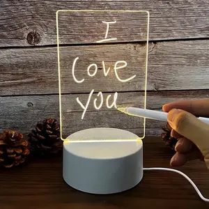 Diy LED presente em branco 3d criativos Pen rewrit acrílico note board led rewrirable luz noturna com quadro de mensagens