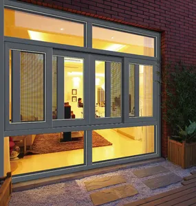迷人的铝推拉窗工业住宅大玻璃设计便宜价格3轨推拉窗