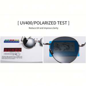 Lunettes de soleil polarisées pliables rondes UV400 en métal pour hommes et femmes, collection mode 2025 - Product Image 4