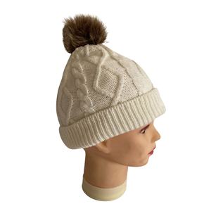 Chapeaux d'hiver avec pompon en <span class=keywords><strong>fourrure</strong></span> pour femmes, personnalisés, molletonnées de câble, <span class=keywords><strong>Toque</strong></span> d'hiver, livraison gratuite - Product Image 2
