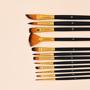 Ensemble de 12 pinceaux professionnels pour artistes, poils en nylon haute élasticité, manche ergonomique antidérapant, lavables, sans perte de poils, pour la <span class=keywords><strong>peinture</strong></span> - Product Image 2