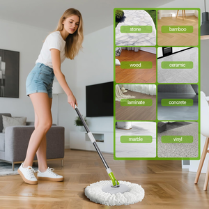 Hands-Free Self Wringing 360 Rotating <b>Microfiber</b> Steel Pole Double-Bucket Quick Dehydration Basket Spin <b>Mop</b> and Bucket Set - Product Image 6