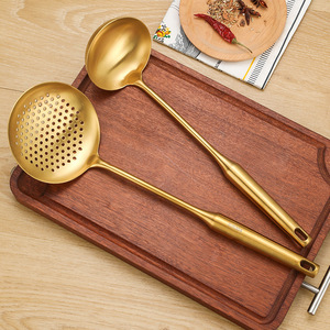 Ensemble d'ustensiles de cuisine en acier inoxydable 6 pièces, outils de cuisson dorés, spatule, louche, écumoire, résistant au lave-vaisselle et aux hautes températures - Product Image 2