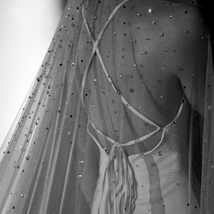 <span class=keywords><strong>Voile</strong></span> de mariée haut de gamme évasé et tendance, orné de strass transparents, longue traîne de 300 cm, pour cérémonie de mariage et entrée principale - Product Image 3