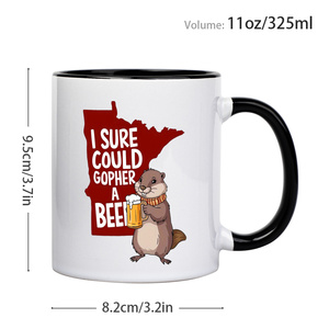 'Tôi có thể đào bia khoai tây, dễ thương sóc uống beer' diytree thương hiệu 11 oz gốm tái sử dụng cốc cà phê cho những người yêu thích bia - Product Image 5