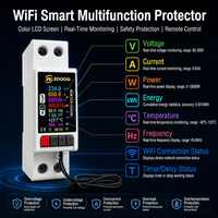 Pelindung Tegangan Multi-Fungsi WiFi Smart TUYA App 63A 1P+N dengan Meter Energi LCD dan Proteksi Kebocoran Smart Life