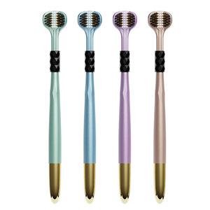 Cepillo de Dientes de Carbón Volcánico con Tres Cabezas, Cerdas Suaves, Manual, para Adultos, Limpieza Eficiente - Product Image 3