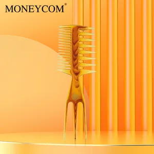 Salon Barbers 3 in 1 Fish Tail Bone Shape Comb Hair Extensions Styling Detangling Coloring Comb for Slicked-back Undercut Mohawk