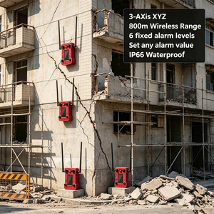 Moniteur de fondation de château XYZ avec capteur d'inclinaison, accéléromètre, fixation magnétique IP66, détection de gaz, alerte sonore et lumineuse de déformation - Product Image 1