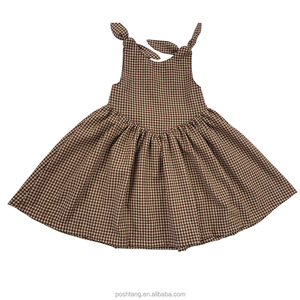 Vêtements <span class=keywords><strong>d</strong></span>'<span class=keywords><strong>été</strong></span> personnalisés pour <span class=keywords><strong>petite</strong></span> fille <span class=keywords><strong>Robe</strong></span> <span class=keywords><strong>à</strong></span> carreaux en coton et lin avec doublure en viscose <span class=keywords><strong>Robe</strong></span> sans manches nouée <span class=keywords><strong>à</strong></span> <span class=keywords><strong>bretelles</strong></span> - Product Image 3