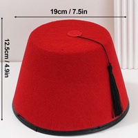 Chapeau Fez en feutre noir avec pompon, style turc marocain, pour costume, fête d'Halloween, couvre-chef pour adultes, vente en gros