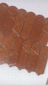 Современная отточенная мраморная мозаика, индийский зеленый, красный травертин, натуральный камень Rojo Alicante, арочная мозаика для кухни, настенная плитка для ванной комнаты - Product Image 4