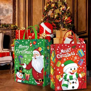 2023 очень большие рождественские сумки-тоуты, нетканые подарочные сумки, многоразовые продуктовые сумки для покупок с ручками для детей, праздничные подарки