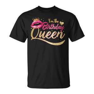 Camiseta Birthday Queen para fiesta de cumpleaños, diseño negro con purpurina para mujer - Product Image 1