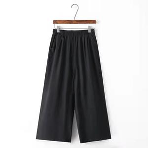 <span class=keywords><strong>Pantalon</strong></span> décontracté en coton pour femmes, coupe ample, couleur unie, <span class=keywords><strong>taille</strong></span> élastique plate et poches, pour les seniors et les mamans - Product Image 3