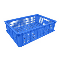 Panier de rangement en plastique bleu à design creux d'origine, panier à fruits ventilé, conteneur de déménagement, caisse à légumes