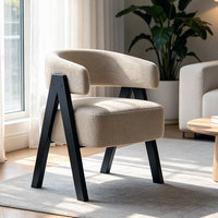 Fauteuil d'appoint moderne incurvé et rembourré, structure en bois massif noir, tissu chenille, pour salon, chambre, chaise individuelle de loisirs
