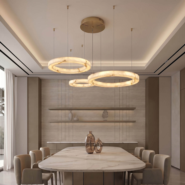 Wholesale Modern Hanging Chandelier Adjustable Height Resin Stainless Steel Body Pendant Light for Living Dining Room OEM ODM