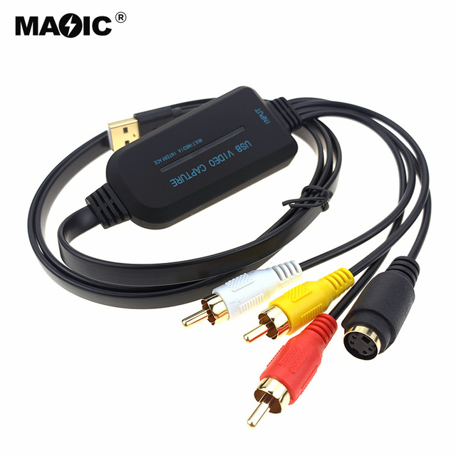 USB Video Capture Adapter Cable S-Video Composite to USB 2.0 SD Video Capture Device Cable Analog to Digital Converter for Media