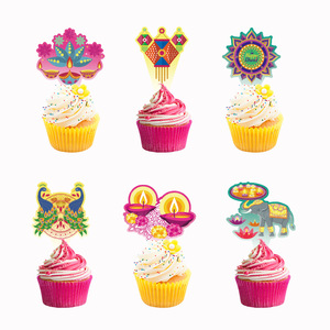 DAMAI Indian Diwali Festival Party <b>Decoration</b> Set Happy Diwali Banner Latex <b>Balloons</b> Cake Toppers Party Supplies - Product Image 4