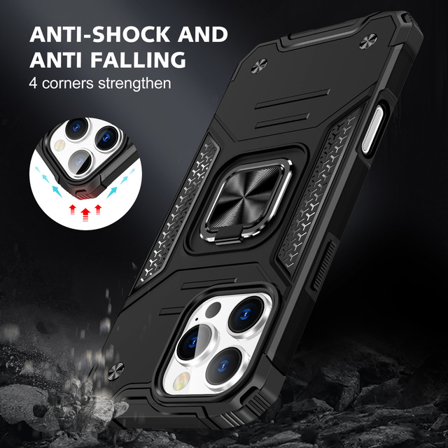 Wholesale Cell Phone Accessories TPU PC 2 in 1 Hybrid Case for IPhones 15 Pro Max Xs Max 11 Pro 16 17 Magnetic Ring Mobile Cases