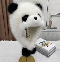 Venta al por mayor de fábrica: Nuevo gorro de moda de felpa con orejeras de panda para niños, forrado de lana, a juego para padres e hijos, gorro de juguete tipo jersey para exteriores.