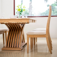 Ensemble table et chaises de salle à manger en bois AMITY, 6 places, moderne, pliable, écologique, imperméable, fabriqué au Vietnam, prêt à assembler, pour hôtel