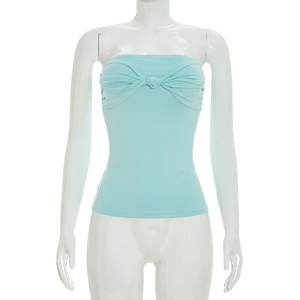 Viviblook D26TP224 Top Corto sin Mangas para Mujer, Sexy, para Vacaciones, Color Sólido, con Tiras Ajustables en la Cintura - Product Image 1
