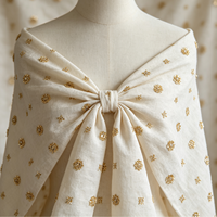 Tissu en lin léger A014 avec broderie de perles étoiles dorées et de bugles pour robes de vacances