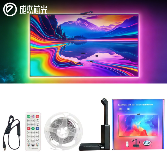 5V TV Sync Backlight, USB Plug-and-Play Self-Adhesive LED Strip, Flicker-Free Eye-Caring for Gaming & Movie Viewing