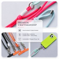 Cordon de téléphone 2-en-1 : longue et courte sangle détachable avec connecteur de couleur assortie pour smartphone, à porter en bandoulière ou au poignet, anti-perte