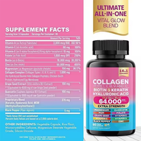 Compléments de collagène en capsules avec vitamine C pour femmes, pour une peau éclatante, la croissance des cheveux, complexe multi-collagène, peptides marins