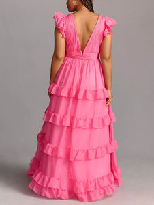 Abito Sunrise Custom New Dress estivo Casual con scollo a V a manica corta con fondo a strati <span class=keywords><strong>abiti</strong></span> da festa taglie forti <span class=keywords><strong>donna</strong></span> per <span class=keywords><strong>donna</strong></span> - Product Image 4